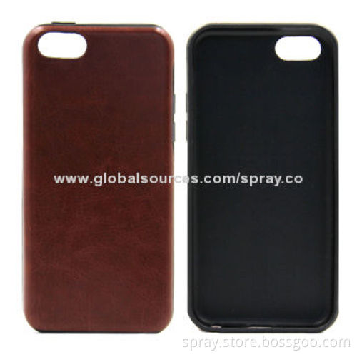 TPU IMD Leather Finish Shockproof Impact Case Cover for iPhone 5/5S